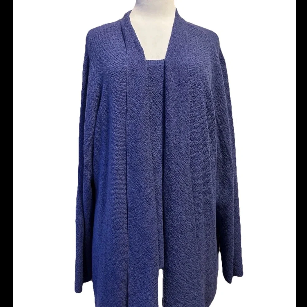 Eileen Fisher Blue 3X Sweater Set Cardigan Shell - Picture 1 of 16